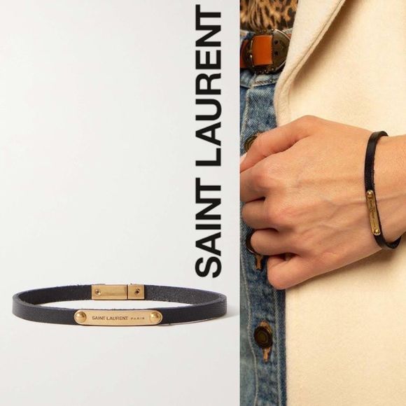 Saint Laurent Jewelry - NWT SAINT LAURENT ID PLAQUE BRACELET IN SMOOTH LEATHER AND METAL